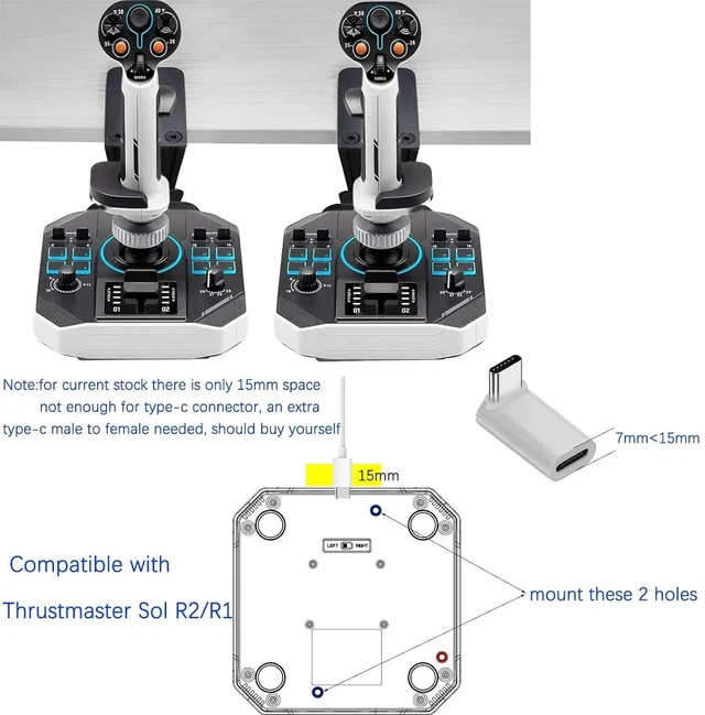 Alt view image 11 of 12 - 2 Set Hotas Desk Mount for Flight Simulator Controls - Compatible with Thrustmaster Sol R2/R1, Hotas 4/X/One/Stick X/T-16000M Flight Throttle and Joystick Hotas Flight Sim Controller Holder