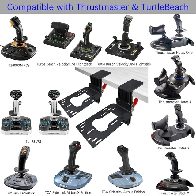 Alt view image 10 of 12 - 2 Set Hotas Desk Mount for Flight Simulator Controls - Compatible with Thrustmaster Sol R2/R1, Hotas 4/X/One/Stick X/T-16000M Flight Throttle and Joystick Hotas Flight Sim Controller Holder