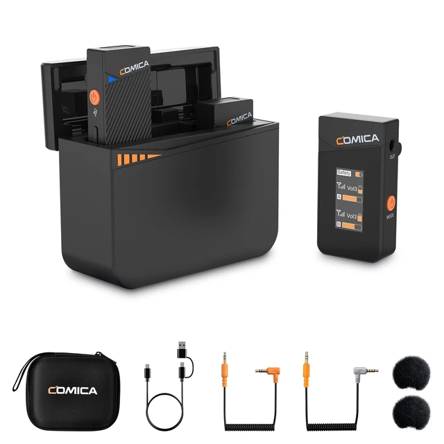 Alt view image 8 of 14 - COMICA Vimo C3 Wireless Lavalier Microphone, 656ft Range & Gain Control | DSP One-Click Denoise, 48khz/24bit Hi-Fi Audio, IPS Display, Mono/Stereo/Safety Mode, Real-Time Monitor, 20h Battery Case