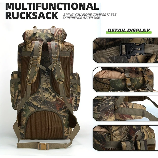 Alt view image 3 of 7 - 100L Mountaineering Camping Backpack, Large Capacity Shoulder Bag (maple leaf)