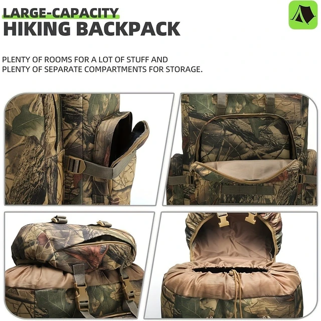 Alt view image 6 of 7 - 100L Mountaineering Camping Backpack, Large Capacity Shoulder Bag (maple leaf)