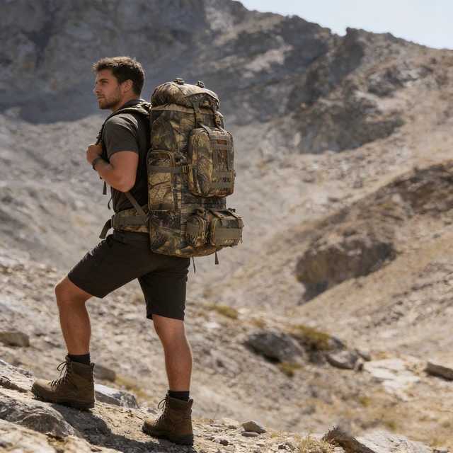 Alt view image 7 of 7 - 100L Mountaineering Camping Backpack, Large Capacity Shoulder Bag (maple leaf)
