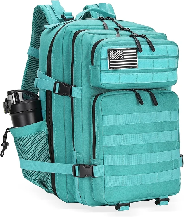 Alt view image 2 of 7 - 45L Lake Blue Backpack, 3 Day Molle Pack, Large Bug Out Bag, Hiking Backpack Cycling Backpack Daypack Travel Sports For Camping Hiking Outdoor Sports For Birthdays Gift School Backpacks