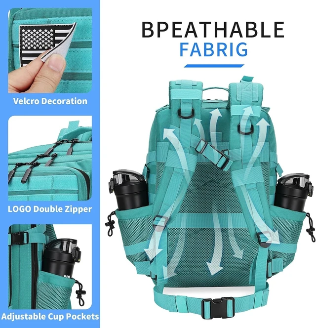 Alt view image 7 of 7 - 45L Lake Blue Backpack, 3 Day Molle Pack, Large Bug Out Bag, Hiking Backpack Cycling Backpack Daypack Travel Sports For Camping Hiking Outdoor Sports For Birthdays Gift School Backpacks