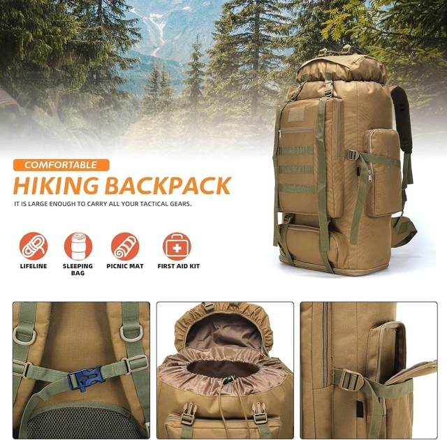 Alt view image 3 of 7 - 100LCamping Hiking Backpack Outdoor Mountaineering Sports Bag Camping Backpack