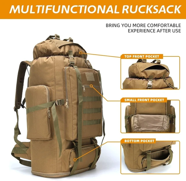 Alt view image 4 of 7 - 100LCamping Hiking Backpack Outdoor Mountaineering Sports Bag Camping Backpack