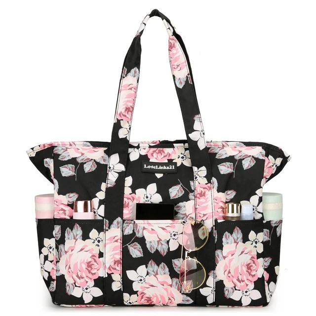 Alt view image 2 of 7 - Lady's travel beach bag, handbag, flower and leaf pattern