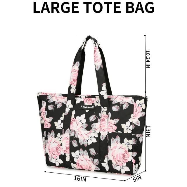 Alt view image 3 of 7 - Lady's travel beach bag, handbag, flower and leaf pattern