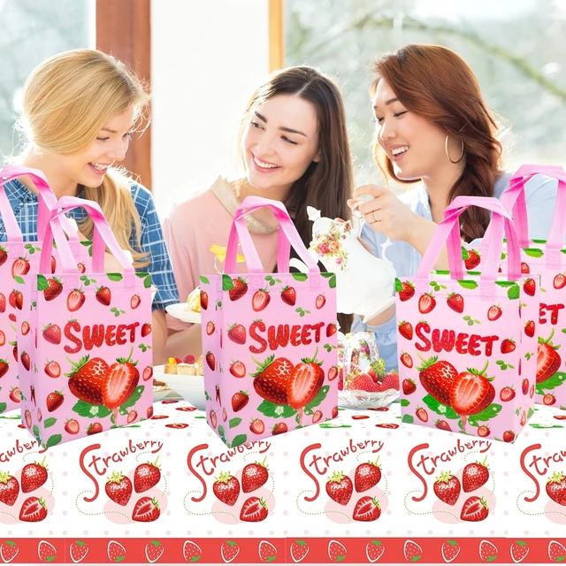 Alt view image 5 of 7 - 12pcs Pink Strawberry Non-woven fabric gift bag For Gifts Wrapping Shopping