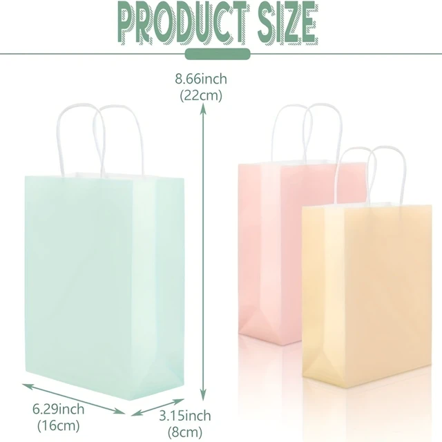 Alt view image 4 of 7 - 15Pcs Macaron Color Paper Gift Bags Pastel Party Favor Candy Treat Bags