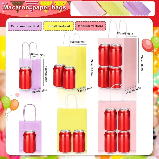 Alt view image 5 of 7 - 15Pcs Macaron Color Paper Gift Bags Pastel Party Favor Candy Treat Bags