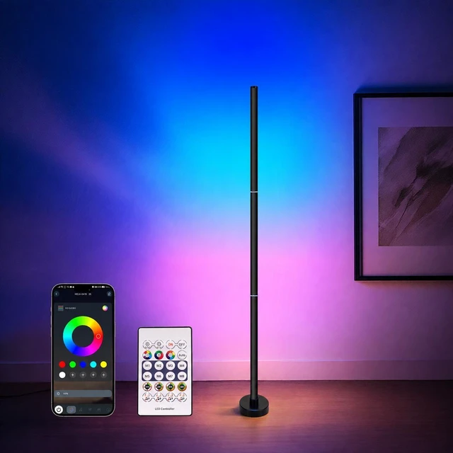Main image of RGB LED Ambient Floor Lamp with APP & Remote Control, Music Sync, Dimmable Color-Changing Corner Light for Gaming Room & Bedroom
