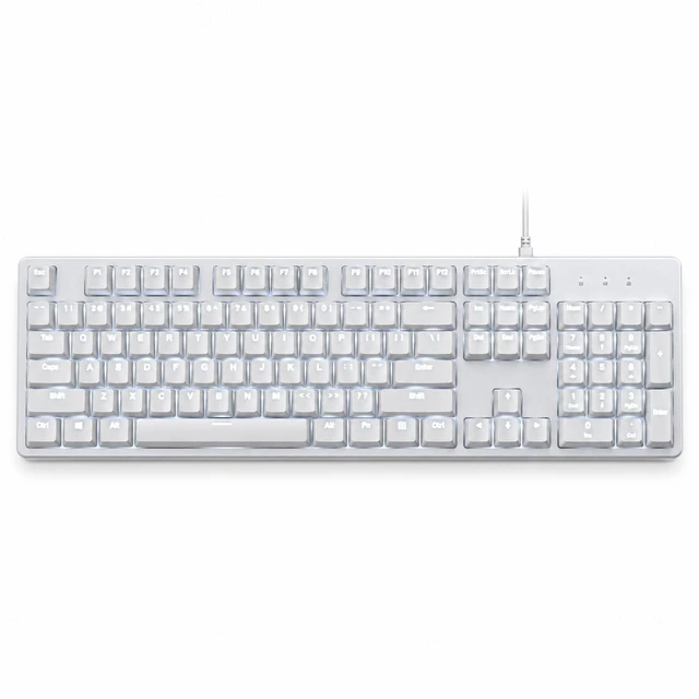 Main image of LANGTU K8 Wired Full-Size Keyboard, White LED Backlight, 98+ Keys, 1.6m Cable, Water-Resistant Design, White