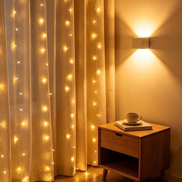 Alt view image 4 of 4 - 3m x 2m Multicolor LED Curtain String Lights with Hooks, Plug-In Indoor Window Fairy Lights for Bedroom, Balcony, Party & Holiday Decor