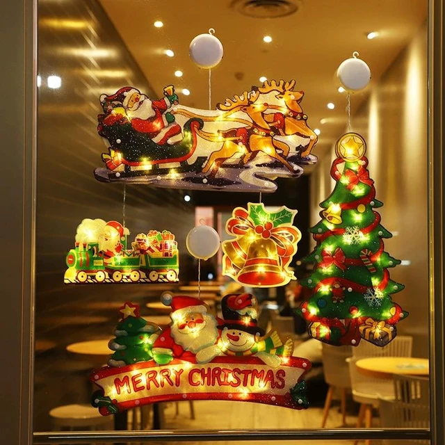 Alt view image 2 of 5 - 4-Piece Christmas LED Window Suction Cup Lights Set A, Battery Powered Warm White Holiday Decorations for Windows, Home & Party