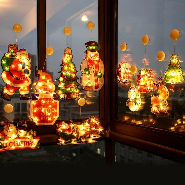 Alt view image 3 of 5 - 4-Piece Christmas LED Window Suction Cup Lights Set A, Battery Powered Warm White Holiday Decorations for Windows, Home & Party