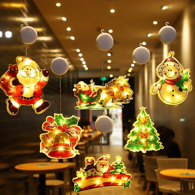 Alt view image 5 of 5 - 4-Piece Christmas LED Window Suction Cup Lights Set A, Battery Powered Warm White Holiday Decorations for Windows, Home & Party