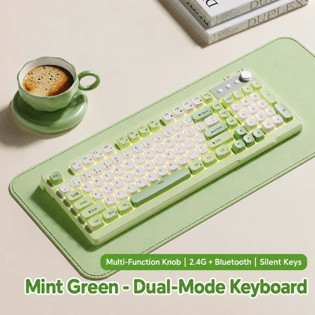 Main image of Z98 98-Key Silent Wired USB Membrane Keyboard, Low-Noise Office Keyboard with Numeric Keypad, Soft-Touch Keys, Cheese Green