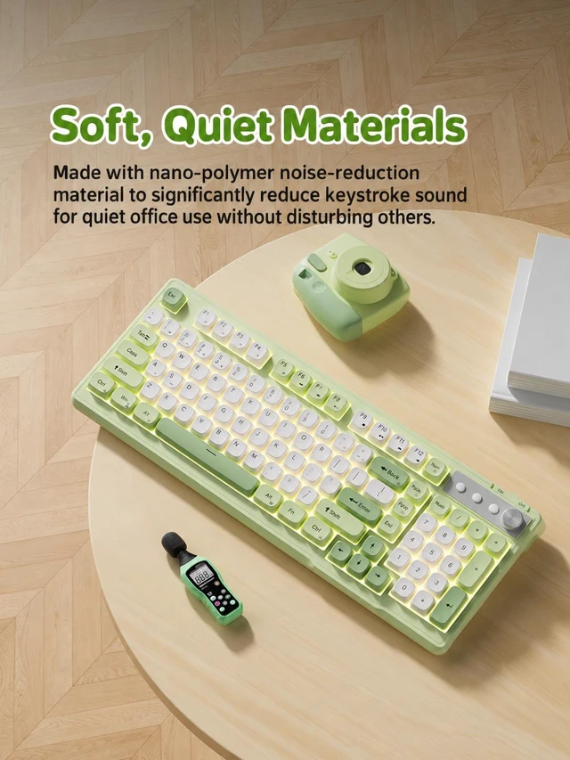 Alt view image 5 of 7 - Z98 98-Key Silent Wired USB Membrane Keyboard, Low-Noise Office Keyboard with Numeric Keypad, Soft-Touch Keys, Cheese Green