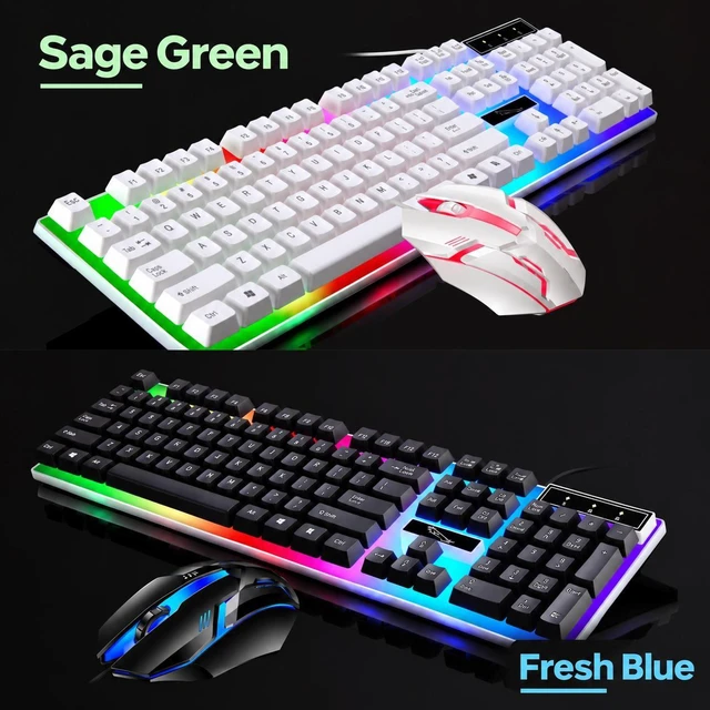 Alt view image 5 of 7 - G21B Wired Backlit Gaming Keyboard and Mouse Combo, USB Mechanical-Feel Keyboard, 1000 DPI Optical Mouse, English Layout, Black