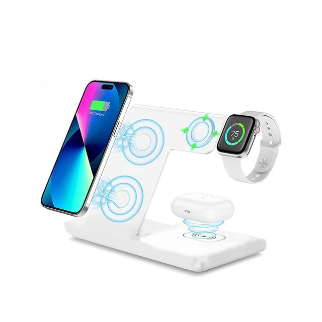 Alt view image 4 of 6 - C13 3-in-1 Foldable Wireless Charging Station, 15W Fast Charger Stand for Phone, Smartwatch & Earbuds, QC2.0