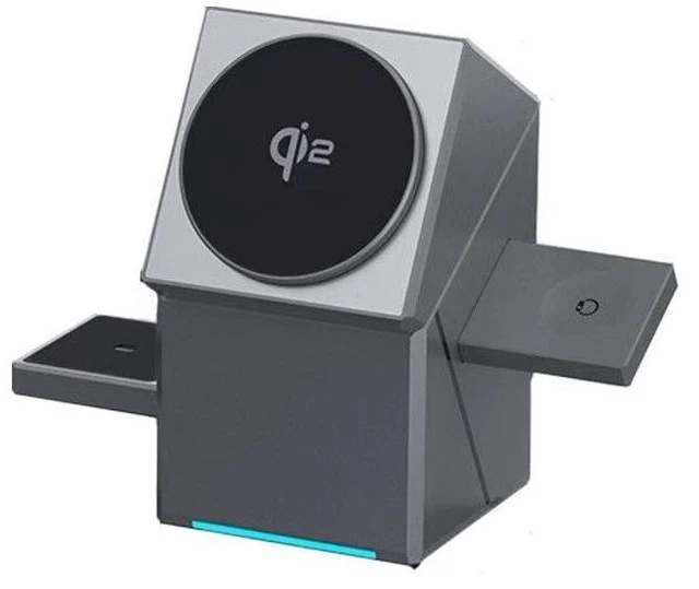 Main image of R28-QI2 3-in-1 Magnetic Wireless Charging Station, 15W Fast Charger, Qi2-Compatible Rotating Desktop Stand, US Plug