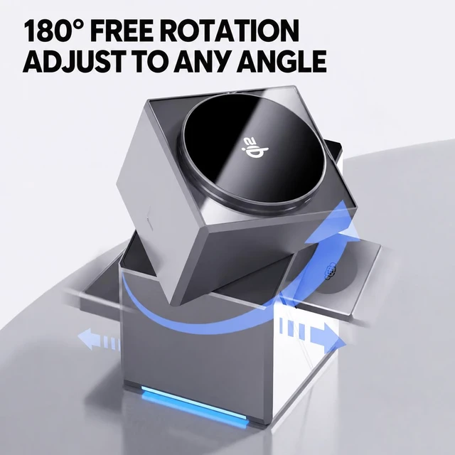 Alt view image 7 of 7 - R28-QI2 3-in-1 Magnetic Wireless Charging Station, 15W Fast Charger, Qi2-Compatible Rotating Desktop Stand, US Plug
