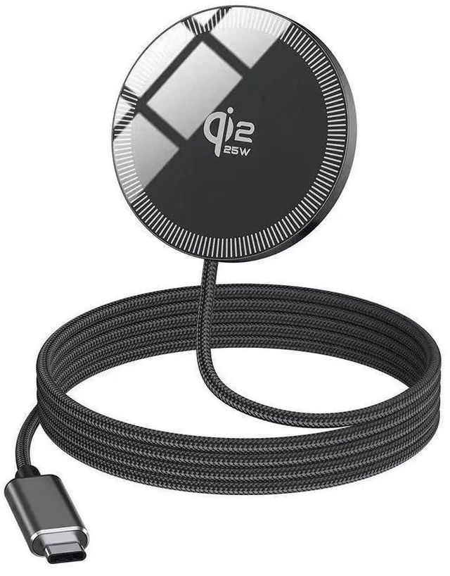 Alt view image 3 of 7 - Qi2.2 25W Magnetic Wireless Charger, Ultra-Thin Aluminum Alloy Fast Charging Pad, PD, 1m USB-C Cable, Orange