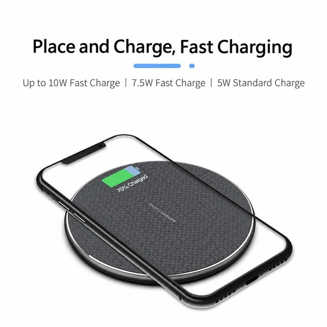 Alt view image 2 of 7 - K8 15W Wireless Charging Pad, Aluminum Alloy Desktop Fast Charger, QC3.0, 1m USB-C Cable, White