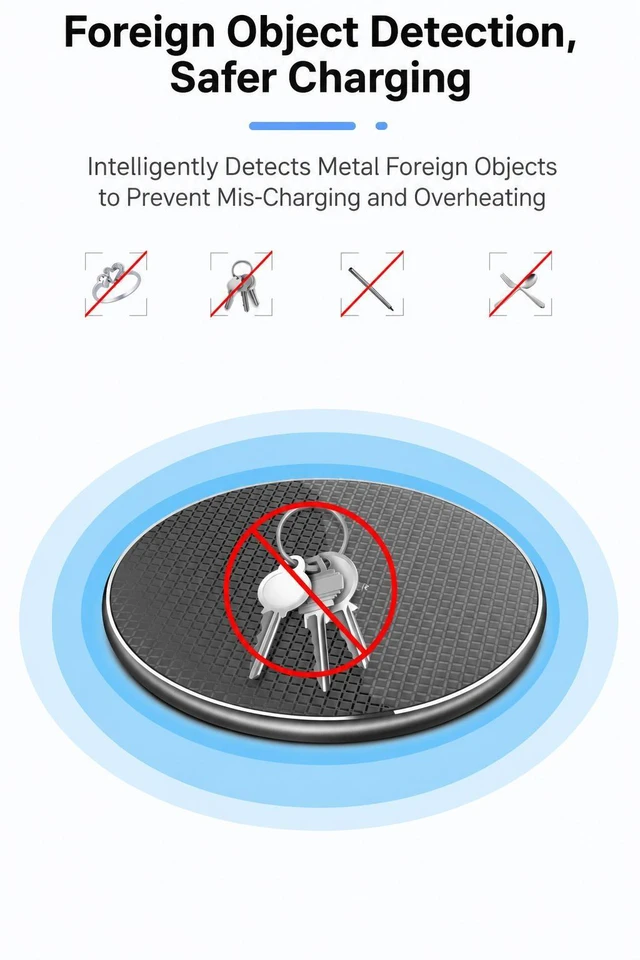 Alt view image 7 of 7 - K8 15W Wireless Charging Pad, Aluminum Alloy Desktop Fast Charger, QC3.0, 1m USB-C Cable, White