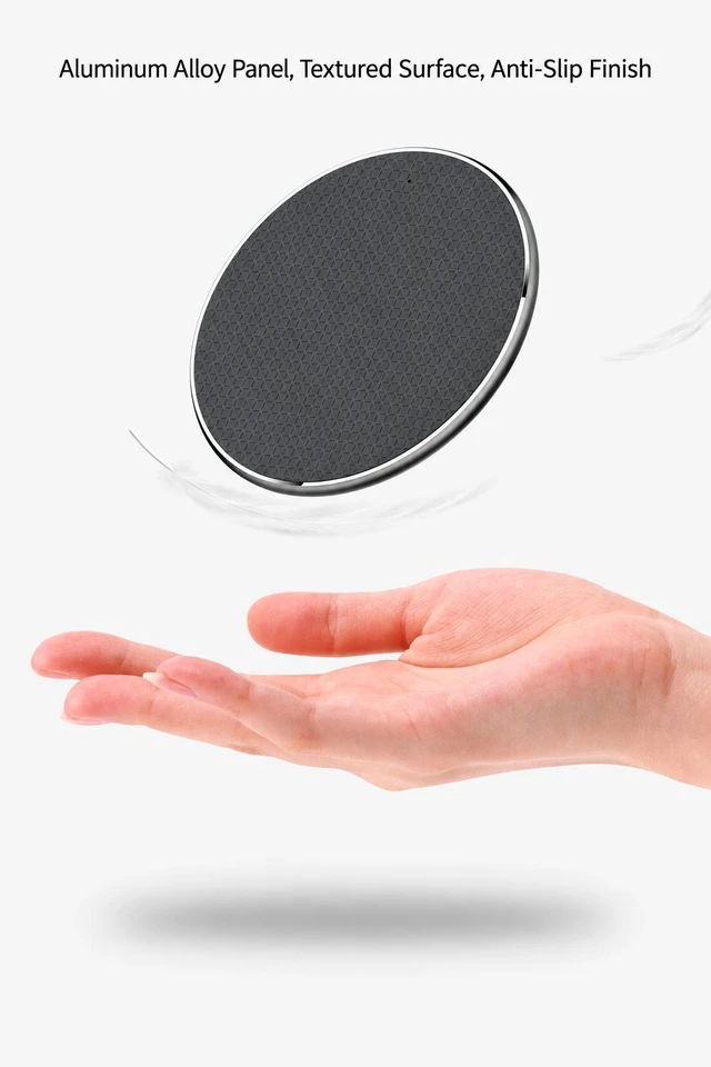 Alt view image 6 of 7 - K8 15W Wireless Charging Pad, Aluminum Alloy Desktop Fast Charger, QC3.0, 1m USB-C Cable, White