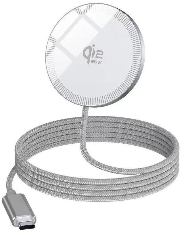Main image of Qi2.2 25W Magnetic Wireless Charger, Ultra-Thin Aluminum Alloy Fast Charging Pad, PD, 1m USB-C Cable, Orange White