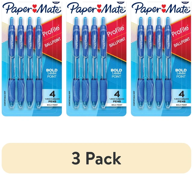 Main image of Paper Mate Profile Retractable Ballpoint Pen Bold Point 1.4mm Blue (3 Pack)