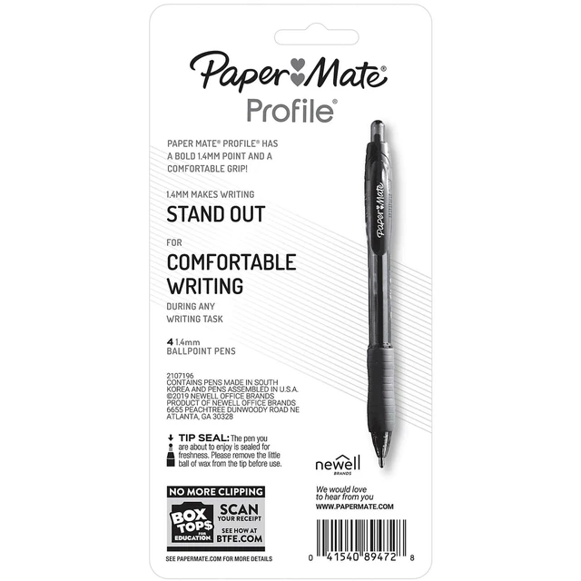 Alt view image 4 of 5 - Paper Mate Profile Retractable Ballpoint Pen Bold Point 1.4mm Blue (3 Pack)