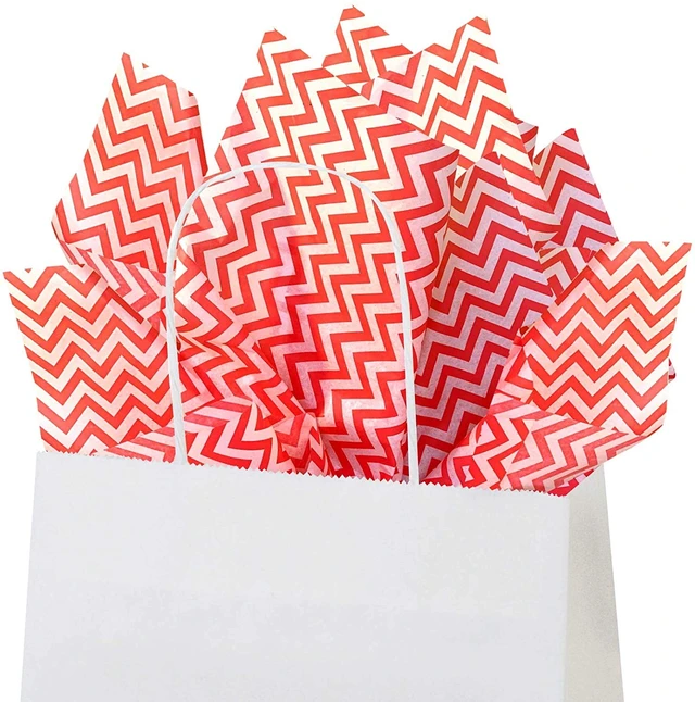 Alt view image 3 of 4 - Red Chevron Tissue Paper 15x20 Inch 100 Count