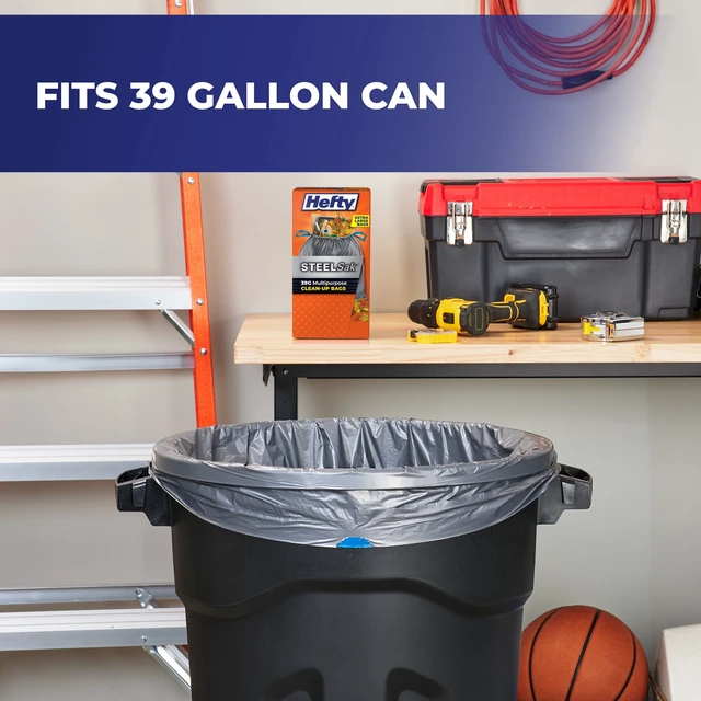 Alt view image 3 of 6 - Hefty Steelsak Heavy Duty Large Trash Bags, 39 Gallon, 30 Count, Gray, Unscented