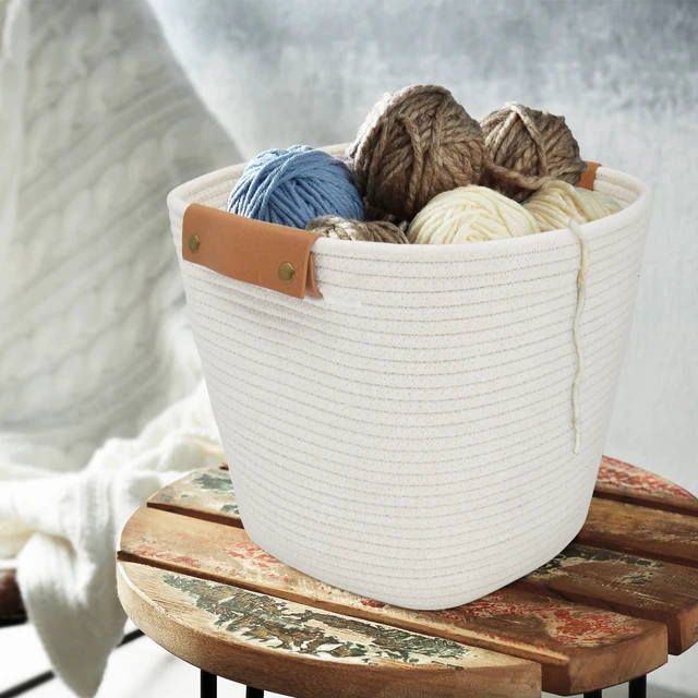 Alt view image 5 of 6 - Better Homes & Gardens Medium White Cotton Rope Decorative Storage Basket