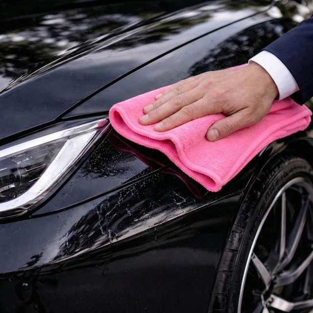 Alt view image 2 of 6 - LammaLoe Microfiber Cleaning Cloths 12 Pack - Lint Free Super Absorbent Car & Kitchen Towels, Pink