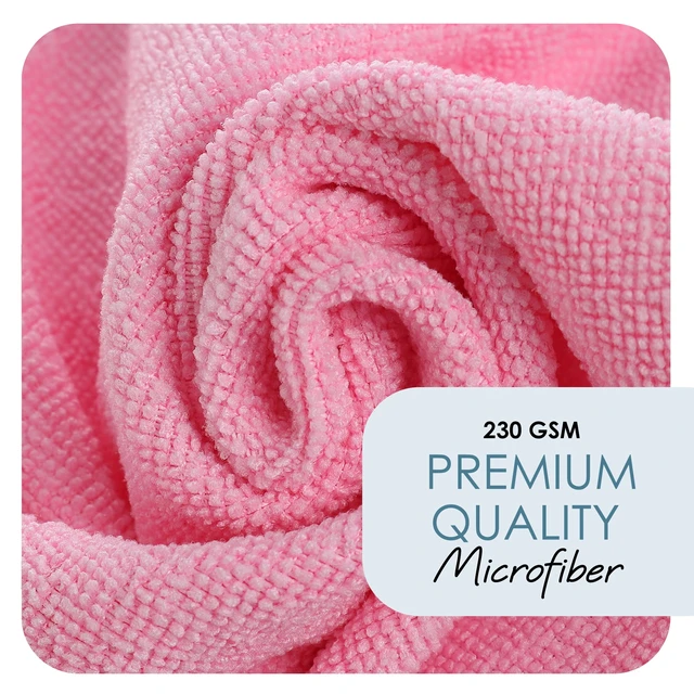 Alt view image 4 of 6 - LammaLoe Microfiber Cleaning Cloths 12 Pack - Lint Free Super Absorbent Car & Kitchen Towels, Pink
