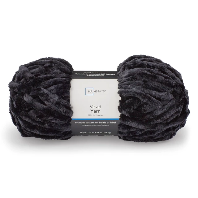 Alt view image 4 of 5 - Mainstays Velvet Yarn, Super Bulky, 80 yd, 100% Polyester, Rich Black, Pack of 3