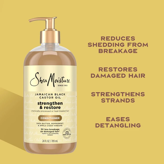 Alt view image 3 of 5 - SheaMoisture Strengthen & Restore Conditioner for Damaged Hair with Jamaican Black Castor Oil, Paraben-Free, 24 fl oz