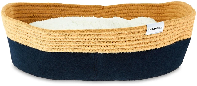 Main image of Vibrant Life Oval Woven Felt Rope Cat Bed, 19", Multicolored, with Catnip