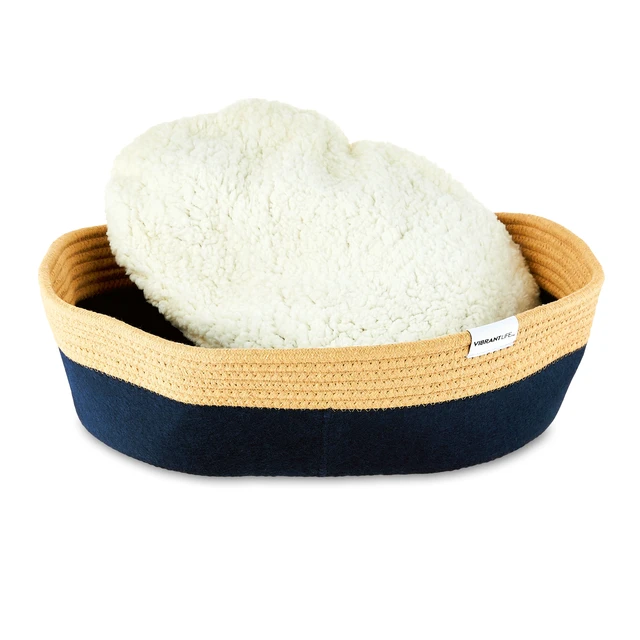 Alt view image 6 of 6 - Vibrant Life Oval Woven Felt Rope Cat Bed, 19", Multicolored, with Catnip