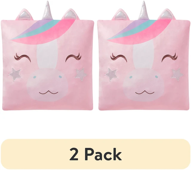 Main image of Your Zone Snuggly Unicorn Decorative Pillow 2-Pack 18x18 Inch Multicolor