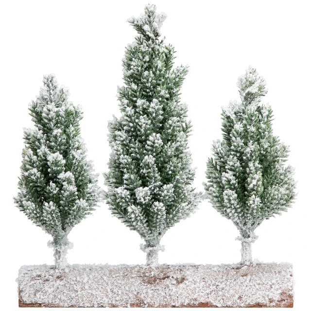 Alt view image 4 of 6 - Northlight Real Touch Frosted Pine Tree Trio Christmas Decoration, 8", Unlit