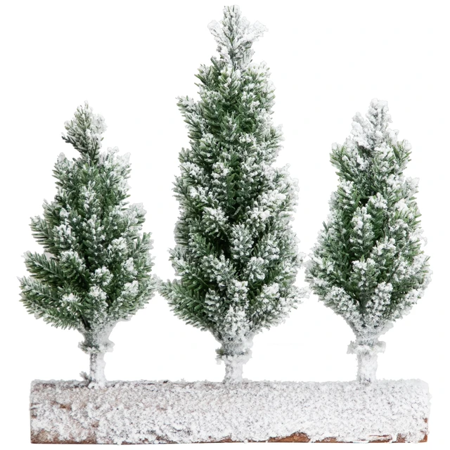 Alt view image 2 of 6 - Northlight Real Touch Frosted Pine Tree Trio Christmas Decoration, 8", Unlit