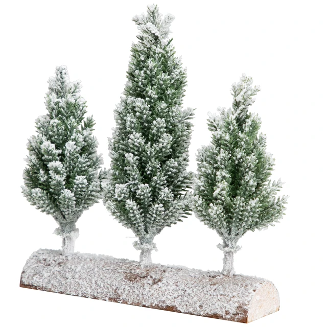 Alt view image 5 of 6 - Northlight Real Touch Frosted Pine Tree Trio Christmas Decoration, 8", Unlit
