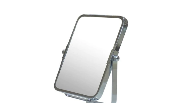 Alt view image 6 of 6 - Eden Bath Square Two Sided 5X Chrome Framed Freestanding Makeup/Shaving Mirror