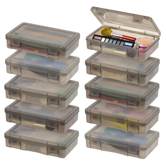 Alt view image 5 of 5 - IRIS Small Plastic Pencil Case, Hobby Art Craft Supply Organizer, Gray, Set of 10