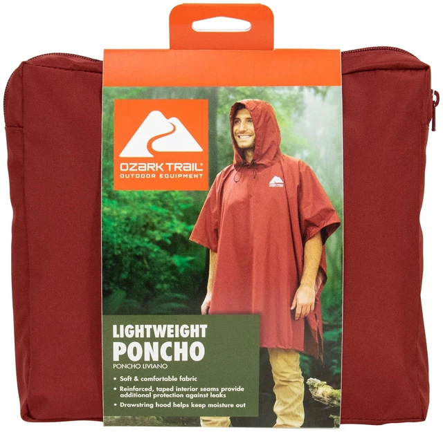 Main image of Ozark Trail Adult Lightweight Rain Poncho, Red, One Size, 1 Count